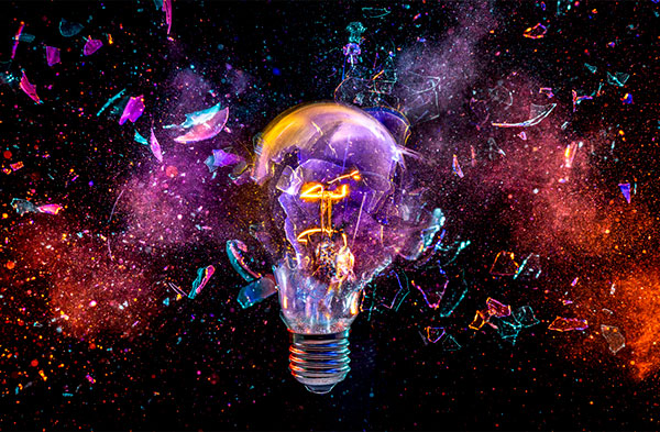 An image of a light bulb exploding