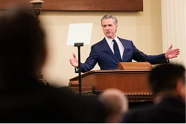 Gavin Newsom given an address